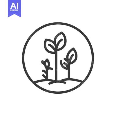 Aset premium populer: Minimalist Seedling Icon: Three Plants in Circular Frame, Growth Symbo