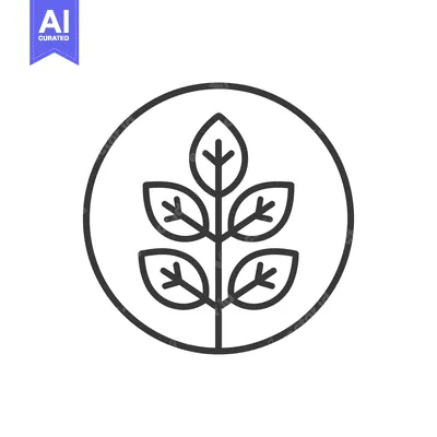 Aset premium populer: Minimalist Leaf Branch Icon in Circle Outline, Botanical Design