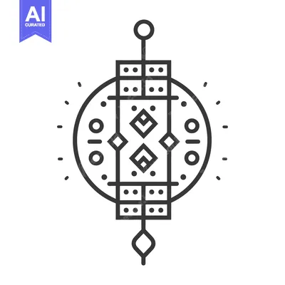 Aset premium populer: An elegant symmetrical illustration of a decorative hanging ornament