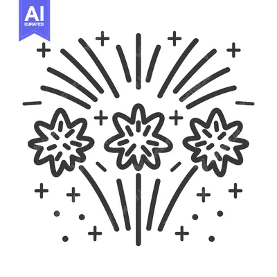 Illustration of stylized fireworks bursting in the night sky