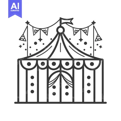 Premium design asset: A simple outlined illustration of a circus tent structure