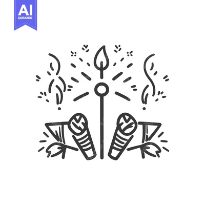 A celebratory display of fireworks and microphones represented in blac