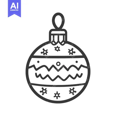 Aset premium populer: A simple black and white illustration of a decorated holiday ornament