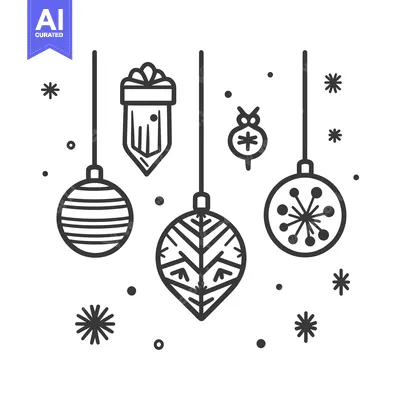 Popular premium asset: Stylized holiday decorations of several shapes hanging from strings
