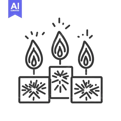 Premium design asset: Three lighted candles with festive block style festive designs