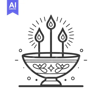Premium design asset: Three lit candles placed in a decorative bowl representation