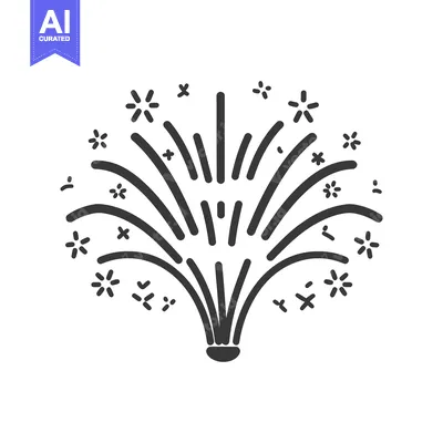Aset desain premium: Simple monochrome illustration of a stylized fireworks display