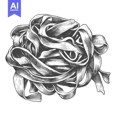 Aset premium populer: A Hand Drawn Illustration Of A Nest Of Pasta