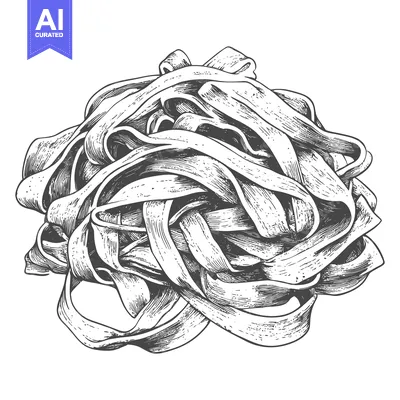 Aset desain premium: A Hand Drawn Illustration Of Tagliatelle Pasta