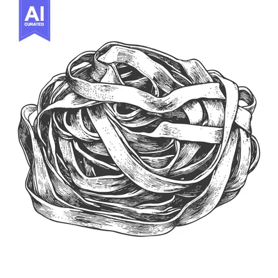 Aset desain premium: A Hand Drawn Illustration Of Tagliatelle Pasta