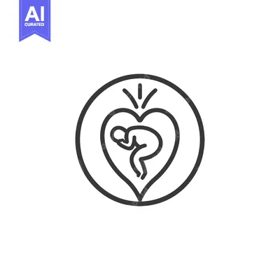 Aset premium populer: Fetus Icon Inside a Heart Shape