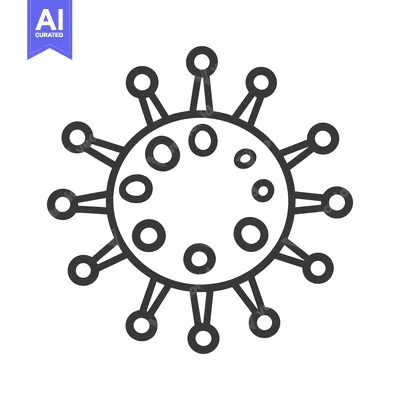 Aset desain premium: A simple black and white illustration of a virus cell