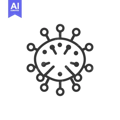 Premium design asset: Illustration of a virus cell containing multiple external circular pro