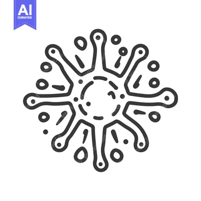 Aset desain premium: A black and white illustration of a spiky circular object