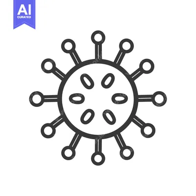 Aset premium populer: An illustration of a viral particle with surrounding spike proteins
