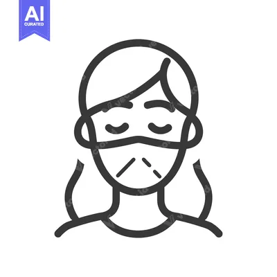 Premium design asset: A woman with closed eyes wearing a protective face mask