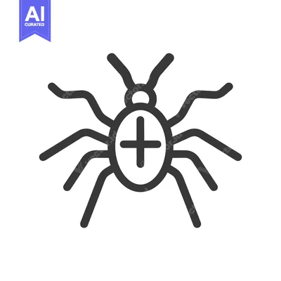 Aset desain premium: A simple black and white stylized drawing of a spider