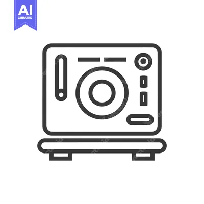 Premium design asset: Minimalist Line Art: Vintage Audio Amplifier Icon with Controls