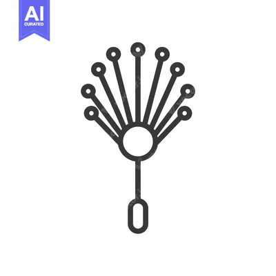 Aset desain premium: Minimalist Dandelion Seed Head Icon with Circular Details and Stem