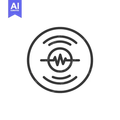 Aset premium populer: Minimalist Icon of Sound Wave in Circle, Black Outline on White Backgr