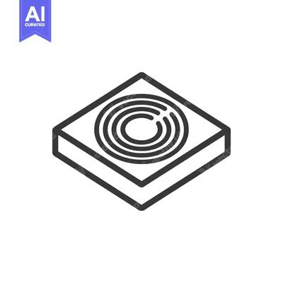 Aset premium populer: Isometric Square with Concentric Circles: Minimalist Line Art Design