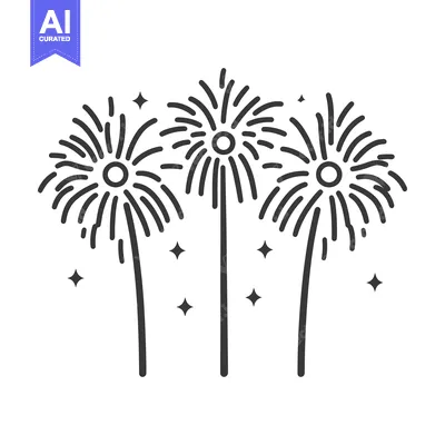 Popular premium asset: Black line drawing depicting multiple exploding fireworks with star sh