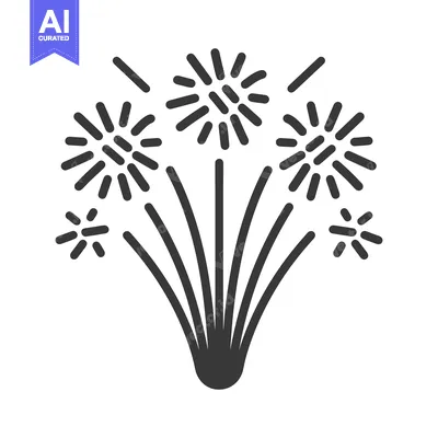 Aset premium populer: Simple black illustration of celebratory fireworks explosions in the a