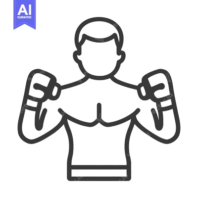 Aset desain premium: An illustration depicts a male figure with boxing gloves flexing