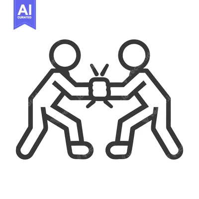 Aset desain premium: Two stick figures engage in a moment of physical confrontation
