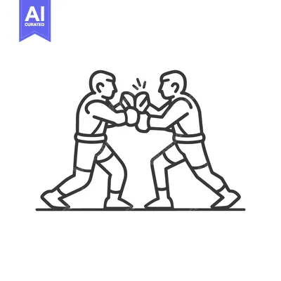 Aset desain premium: Two boxers are actively participating in a boxing match inside the rin