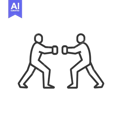 Two outlined figures are boxing in an abstract style