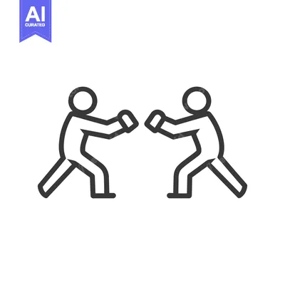 Two simplistic figures engaging in a boxing match activity