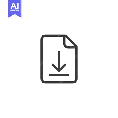 Aset desain premium: Minimalist Download Icon: Arrow on Document with Folded Corner