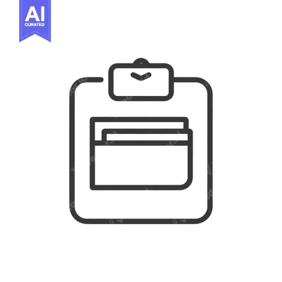 Black and white illustration of a clipboard and some documents