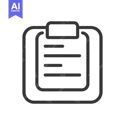 Aset premium populer: A simple outline drawing depicting a clipboard with some text