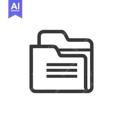 Premium design asset: Minimalist Folder Icon with Document Lines, Dark Gray on White Backgro