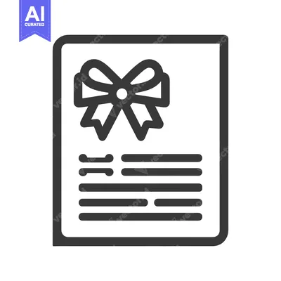 Popular premium asset: Gift Certificate Icon with Bow and Text Lines, Minimalist Design