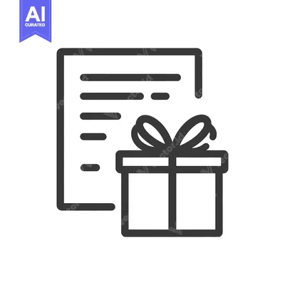 Aset desain premium: Minimalist Icon: Gift Box with Ribbon and Document Outline