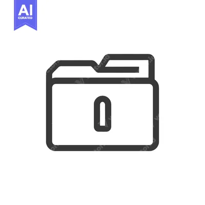 Aset desain premium: Minimalist Folder Icon with Keyhole Detail, Dark Gray Outline on White