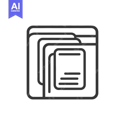Aset desain premium: A simple black and white illustration depicting stacked documents and