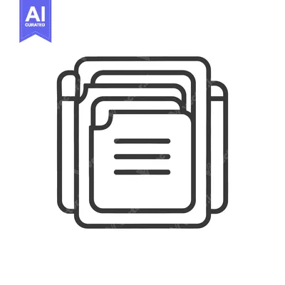 Aset desain premium: Illustrated icon of several sheets of paper in a folder