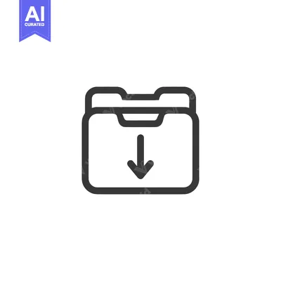 Aset desain premium: Download Folder Icon: Simple, Bold Line Art for Digital Storage and Da