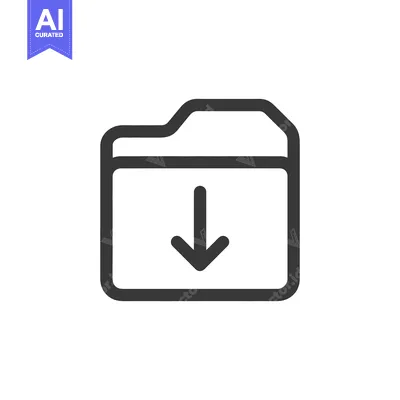 Aset desain premium: Download Icon: Simple Dark Grey Folder with Arrow