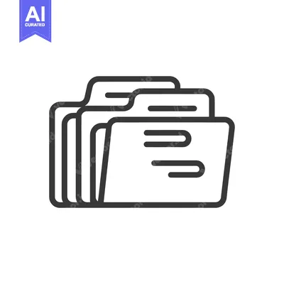 Aset desain premium: Stacked File Folders Icon: Organized Documents and Information Managem