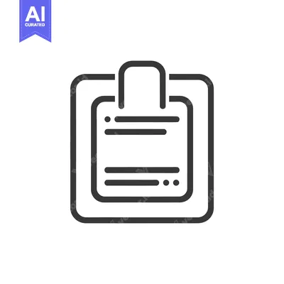 Aset desain premium: A simple outline drawing of a clipboard with paper attached