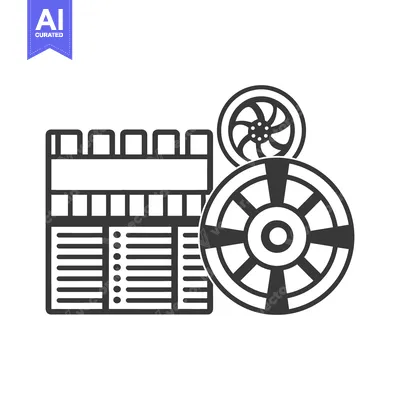 Aset premium populer: A simple illustration featuring wheels and a building design