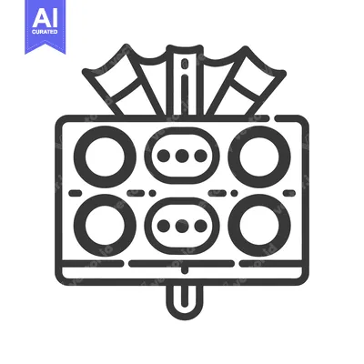 Aset desain premium: An icon depicting an electrical outlet with flags above it
