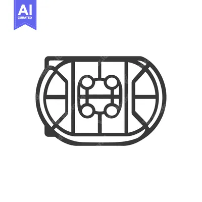 Aset desain premium: Black and white minimalist hockey rink overhead view illustration
