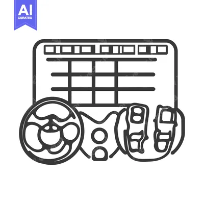 Aset desain premium: An illustration of car dashboard controls and instruments