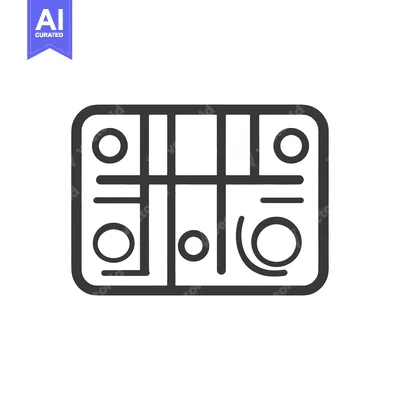 Aset desain premium: The abstract outlined graphic depicts a rectangular arrangement of cir